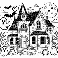 Cartoon Haunted House Coloring Page