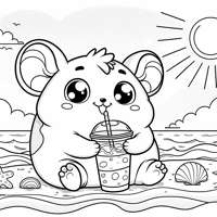 Create Me A Pikachu Drinking Iced Coffee On A... Coloring Page