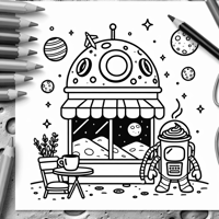 Starbucks On The Moon Coloring Page