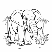 Elephant In The Park Coloring Page