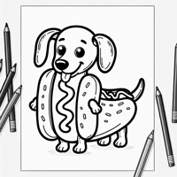 Dachshund In A Hotdog Costume Coloring Page