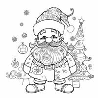A Zentangle Style Christmas Santa Claus Bookmark Coloring Page