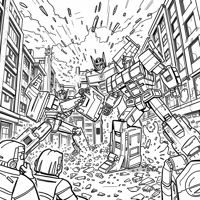Image Of Transformers And Bumblebee Fighting An... Coloring Page