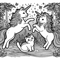 Unicorn Cats Coloring Page