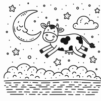 The Cow Jumped Over The Moon Coloring Page