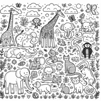 Different Animals For Children Coloring Page