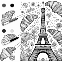 A Croissant Being Impaled By The Eiffel Tower Coloring Page