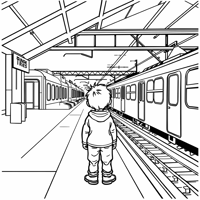 I Want A Picture Of A Child Waiting At The Train... Coloring Page