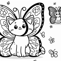 Butterfly Cat Coloring Page