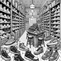 An Intricate Old Shoe Store With All The Latest... Coloring Page