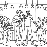 A Man Singing With A Microphone Coloring Page