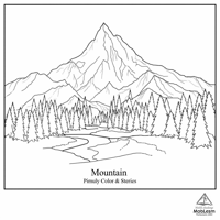 A Mountain With Trees In The Background. Coloring Page