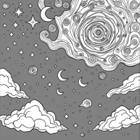 Star Skies Celestial Patterns Featuring Stars... Coloring Page
