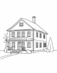 Coloring Page With The Goncharov House Museum In... Coloring Page