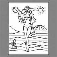 Barbie At The Beach Barbie Is Standing On The Sand... Coloring Page