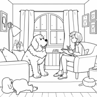 Newfoundland Dog Doing Therapy Coloring Page