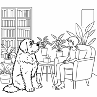 Newfoundland Dog As A Therapist Coloring Page