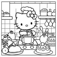 Beautiful Hello Kitty Masterchef Coloring Page