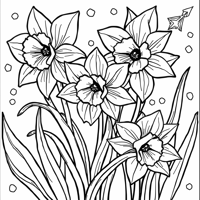 Daffodils For Adults Coloring Book White... Coloring Page