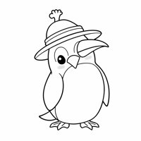 Penguin With Hat Coloring Page