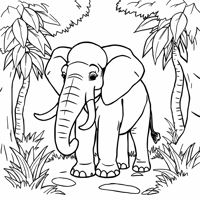 Elephant In The Forest Coloring Page