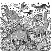 Make A 10page Coloring Book Of Dinosaurs For Kids... Coloring Page