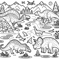 Make A 10page Coloring Book Of Dinosaurs For Kids... Coloring Page