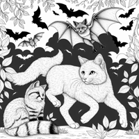 Realistic Cats Bats And Foxes Coloring Page