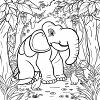 Funny Elephant Coloring Page