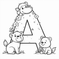Alphabet With Cute Animals Coloring Page