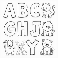 Alphabet With Cute Animals For Each Letter Coloring Page