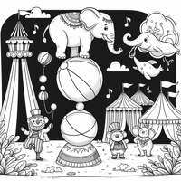 Cute Balancing Act Circus Coloring Page