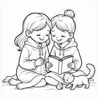 Two Individuals Cuddling In Bed Together With A... Coloring Page