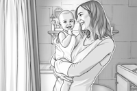 A Woman Is Holding A Baby In Her Arms The Baby Is... Coloring Page