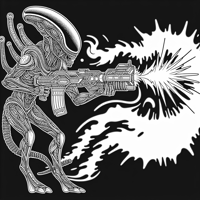 Alien Shooting A Laser Gun Coloring Page
