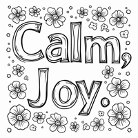 The Words Calm Joy On The Top Of Page... Coloring Page
