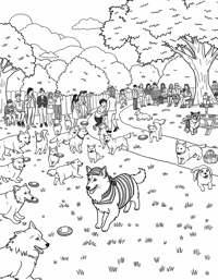 A Thousand Shelties At The Dog Park With One Of... Coloring Page