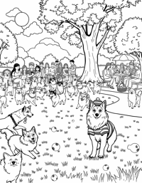 A Thousand Shelties At The Dog Park With One Of... Coloring Page
