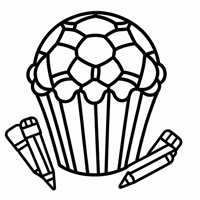 Soccer Ball Cupcake Coloring Page