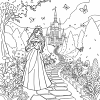 Image Of A Princess In The Garden Coloring Page