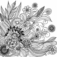 Zentangle Floral Balanced Design Coloring Page