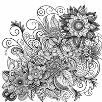Zentangle Floral Balanced Design Coloring Page