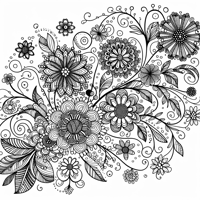 Zentangle Floral Balanced Design Coloring Page
