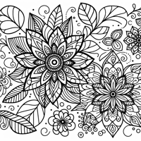 Zentangle Floral Balanced Design Coloring Page