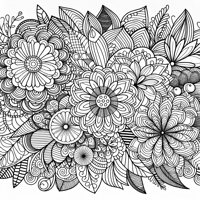 Zentangle Floral Balanced Design Coloring Page