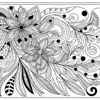 Zentangle Floral Balanced Design Coloring Page
