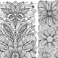 Zentangle Floral Balanced Design Coloring Page