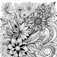 Zentangle Floral Balanced Design Coloring Page