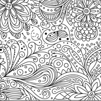 Zentangle Floral Balanced Design Coloring Page
