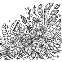 Zentangle Floral Balanced Design Coloring Page